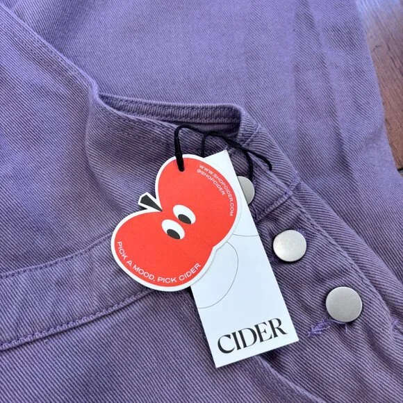 Cider Women's Wide Leg Oversized Bib Cargo Overalls Denim Sz 4XL Purple Wash NWT - Picture 3 of 12